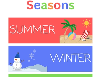 Colourful seasons poster chart for kids printables