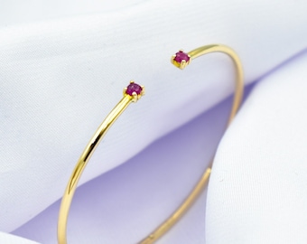 14K Gold Bangle with Natural Ruby,Birthstone Bracelet,Natural Ruby Jewellery,Adjustable Bracelet,Wedding & Engagement Bracelet,Gift for Her