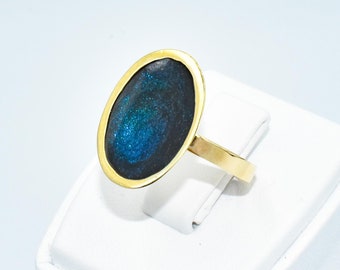 14K Solid Starlight Handmade Ring,14K Statement Ring,Vibrant Gold Ring,14K Elegant Ring,Unique Gift for Her,Fashion Jewelry,Versatile Style