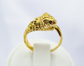 14K Solid Gold Panther Ring Ruby Eyes,Jaguar Gold Ring,Tiger Animal Gold Ring,Vintage Antique Gold Ring,Stylish Leopard Ring for Her