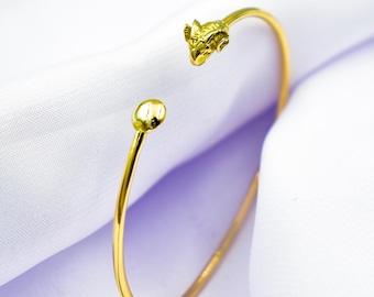 14K Solid Gold Ram Bangle,Aries Gold Bangle,Goat Ram Handcrafted Gold bangle,Ancient Greek Ram Bracelet,Bangle Gift,Gold Animal Bracelet