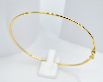 14K Solid Yellow Gold Bangle Bracelet, Minimal Gold Bracelet, Thin Everyday Gold Jewellery, Greek Handmade Gold Bangle, Dainty Gift for Her