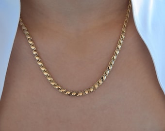 14K Yellow Solid Gold Chain,14K Solid Gold Curb Chain,Cuban Choker Chain,14K Yellow Gold Miami Cuban Link Chain,Exclusive Elegant Necklace