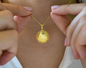 14K Gold Coin Byzantine Pendant,Greek Orthodox Constantine Necklace,Medallion Necklace,Ancient Coin Pendant,Cristian Necklace,Greek Coin