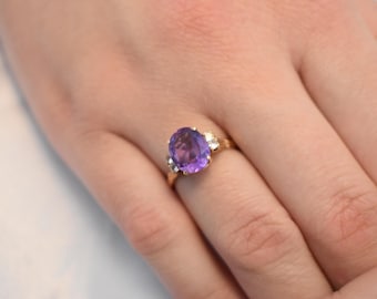14K Solid Gold Amethyst Ring,Amethyst Stackable Ring,Wedding Stacking Ring,14K Amethyst Ring,Natural Amethyst,Ring for Women,Gift for Her