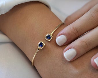 14K Gold Bangle Bracelet,Princess Inspired Bracelet,Wedding & Engagement Bracelet,Dainty Zircon Bracelet,Vintage Bracelet,Gifts For Her