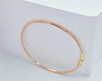 14K Rose Gold Bangle, Solid Gold Thin Bracelet, Elegant Rose Gold Jewellery for Women, Dainty Gold Bangle, Minimalist Real Gold Bracelet