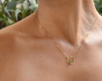 14K Gold Emerald Pendant,Elegant Emerald Necklace,14K Pendant Emerald,Gold Emerald Pendant,Charm Necklace,Wedding & Engagement Necklace