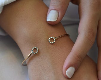 14K Gold Turquoise Bracelet,14k Gold Circle Bracelet Women,Ladies Dainty Line Bracelet,Bracelet Gift for Her,Minimalist Bracelet