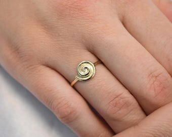 14K Solid Gold Swirl Ring,Gold Spiral Ring,Spiral Gold Ring,Stackable Jewellery Ring,Gold Band,14K Wedding Stacking Ring,Minimalist Ring
