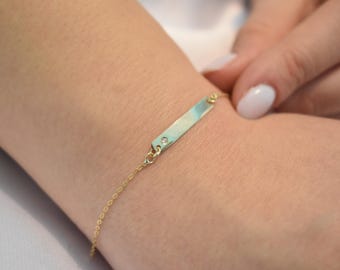14k Gold Diamond Id Bracelet,VS/SI Diamond,Personalised Gold Bracelet,Cuban Link Bracelet,Custom Unisex Name Bracelet,Medical ID Bracelet