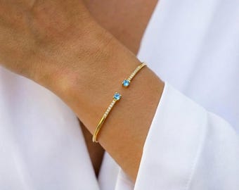14K Gold Bar Bangle Bracelet,Dainty Gold Bangle Bracelet,Minimalist Bangle Bracelet,Plain Bangle,Cuff Bangle,Bracelet for Women,Mom Gift