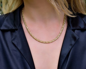14K Gold Miami Curb Link Chain 14K,Dainty Thick Gold Chain,Chunky Necklace,Gold Necklace Choker,Man-Women Chain Necklace
