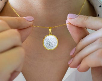 14K White Gold Coin Byzantine Pendant,Greek Orthodox Constantine Necklace,Medallion Necklace,Ancient Coin Pendant,Cristian Necklace