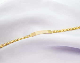 14K Gold ID Bracelet,Nameplate Jewelry,Solid Gold Cuban Link Bracelet,Custom Gold Bracelet,Engravable Name Bracelet,Unisex Gold ID