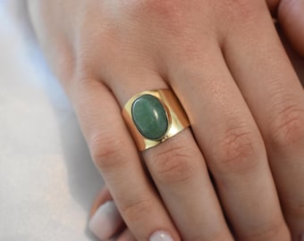 14K Solid Gold Aventurine Ring,Aventurine Ring,Engagement & Wedding Gold Ring,Statement Ring,Stackable Gold Ring,Forever Unique Gift for Her