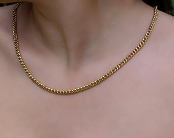 Gold Miami Curb Link Chain 14K,Dainty Thick Gold Chain,Chunky Necklace,Gold Necklace Choker,Man-Women Chain Necklace,Unisex Timeless Gift