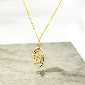 14K Solid Gold Sternzeichen Anhänger Schütze Halskette - Schütze Sternzeichen Schmuck,Horoskop Halskette, Astrologie Gold Anhänger,Geburt Sternzeichen