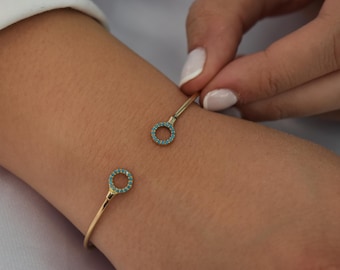 14K Gold Turquoise Bracelet,14k Gold Everyday Bracelet Women,Ladies Dainty Line Bracelet,Bracelet Gift for Her,Minimalist Bracelet