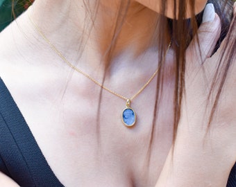 18K Gold Blue Cameo Pendant,Pendant Cameo,Luxury Jewelry,Cameo Pendant,Blue Cameo,Cameo Necklace,Vintage Exclusive Jewellery,Unique Gift