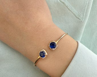 14K Gold Princess Inspired Large Blue Rosettes Bracelet,Wedding & Engagement Bracelet,Exclusive Premium Bracelet,Gift for Her
