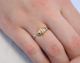 14K Solid Gold Lion Ring,Symbol of Strength,Zodiac Ring,Gold Animal Collection,Gold Band,Women Stacking Ring,Minimalist Ring,Gift for Her