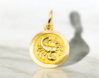14K Solid Gold Zodiac Sign Pendant Scorpio Necklace - Scorpio Zodiac Jewelry, Horoscope Necklace,Astrology Gold Pendant,Birth Zodiac Scorpio