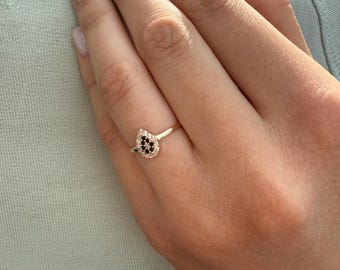 14K Gold Teardrop Ring,Pear Cut Zircon Ring,Bridal & Engagement Ring,Princess Inspired Ring,Gold Band,Classic Minimal Ring,Gift for Her