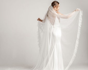 The Veil Atelier Angel Bridal Frill Ruffle faux silk Veil