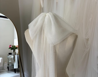 The Veil Atelier Adeline Bridal super soft faux silk Bow tulle Veil