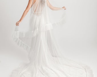 The Veil Atelier Annabelle Bridal Frill Ruffle Italian tulle Veil