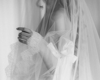 The Veil Atelier Beatrice chantilly lace fine tulle Veil