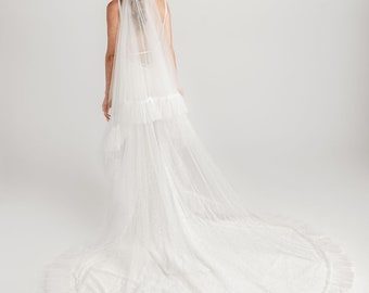 The Veil Atelier Annabelle Frill Ruffle Italian tulle Veil