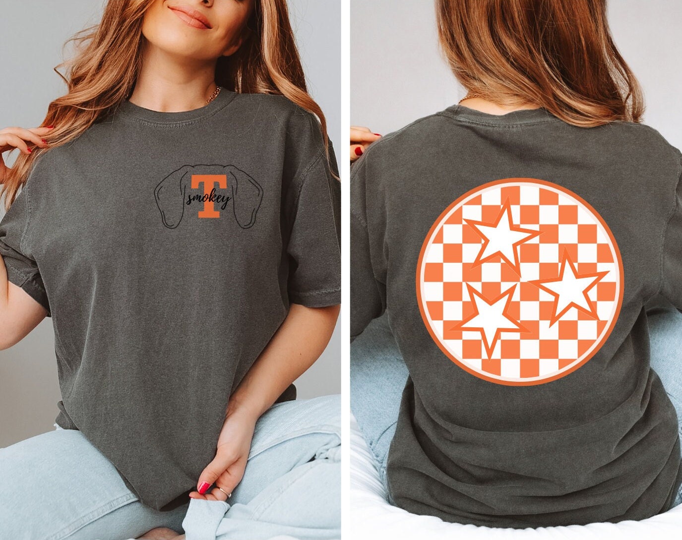 Mens Tennessee Tshirt Funny Buck Fama Team Color Orange and White TN  Football Long Sleeve T-shirt Graphic Tee-Sports Grey-medium 