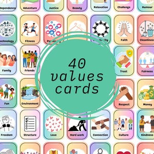40 carte dei valori con immagini corrispondenti