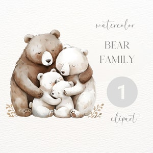 Bären Familie Aquarell Clipart | Digitaler Download | Kommerzielle Nutzung | Bär Png | Tier Clipart | Aquarell Bär Clipart | Wald Clipart