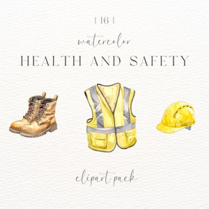 Gezondheids- en veiligheidsclips | Veiligheidsclipart | Veiligheidspng | Wees veilig Clipart | Aquarel boot png | Helm png | Vest-clipart | Commercieel gebruik