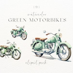 Aquarell Motorrad | Grünes Motorrad Clipart | Digitaler Download | Kommerzielle Nutzung | Babyparty | Baby Junge Png | Transparente Pngs | Grün