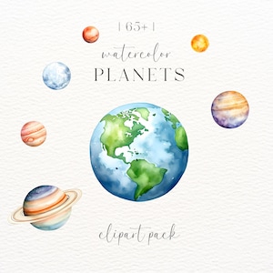 Ruimte clipart | Aquarel planeten graphics | Melkweg Clipart | Planeten van het zonnestelsel | Zonnestelsel png | Digitale download | Ruimtebundel