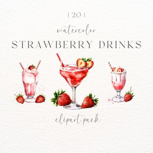 Strawberry Drinks | Strawberry Drinks Clipart | Digital Download | Baby Shower | Nursery Decor | All things strawberry | Strawberry Png |