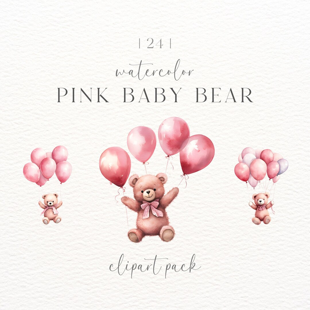 Pink Bear Clipart: Baby Shower Balloon PNG (digital Download) - Etsy
