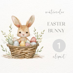 Easter Bunny Watercolour Clipart | Digital Download | Commercial Use | Bunny Png | Easter Clipart | Easter Basket Clipart | Easter Clipart