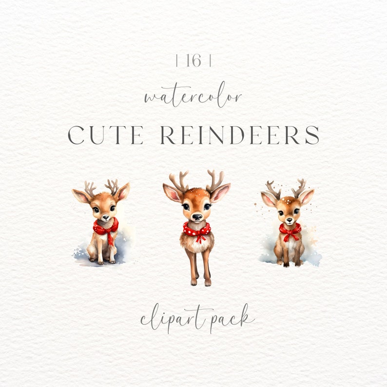 Cute Watercolor Reindeer Clipart | Christmas PNG (commercial Use) - Etsy
