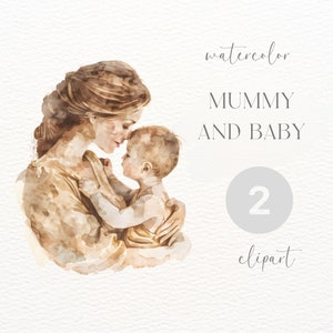 Clipart de acuarela familiar / Descarga digital / Uso comercial / Mamá y bebé Png / Clipart de madre y bebé / Familia de acuarela Png
