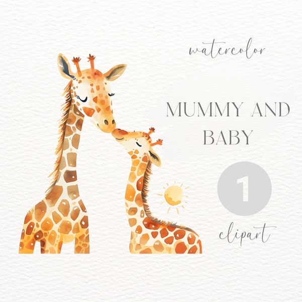 Giraffe Baby Watercolour Clipart | Digital Download | Commercial Use | Giraffe Png | Safari Clipart | Watercolor Giraffe Clipart | Safari