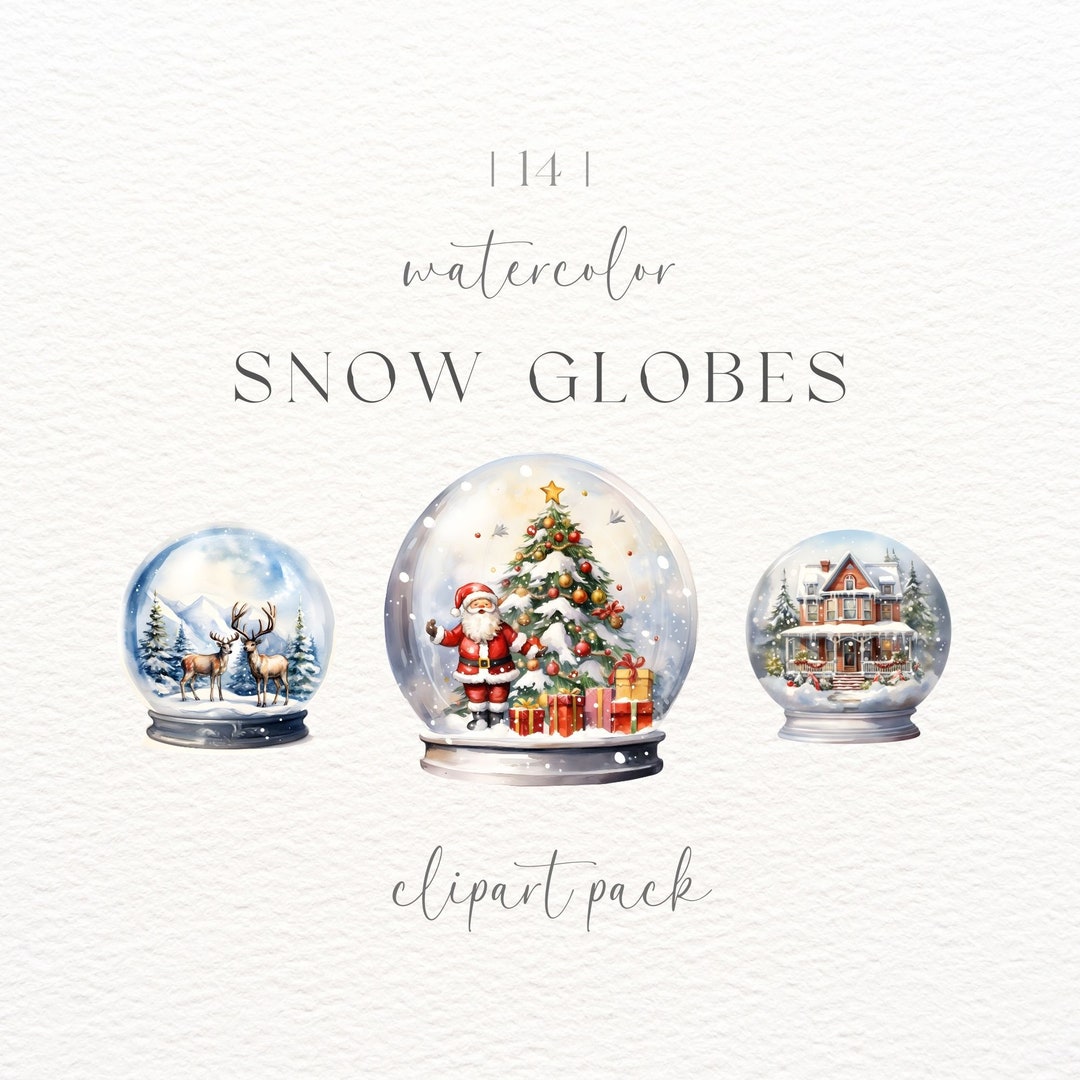 Watercolor Christmas Snow Globes Clipart: Commercial Use (PNG) - Etsy