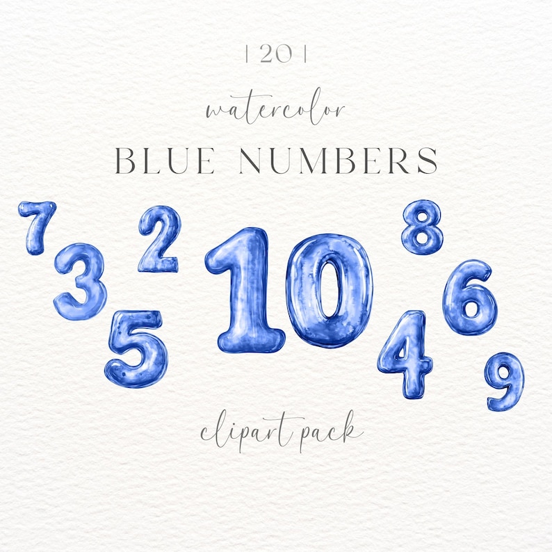 Blue Numbers Watercolor Clipart | Clipart | Number PNG | Blue Number ...