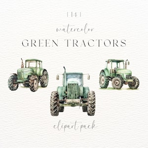 Aquareltractoren | Groene trekker clipart | Digitale download | Commercieel gebruik | Babyshower | Babyjongen | Transparante PNG's | Groene png