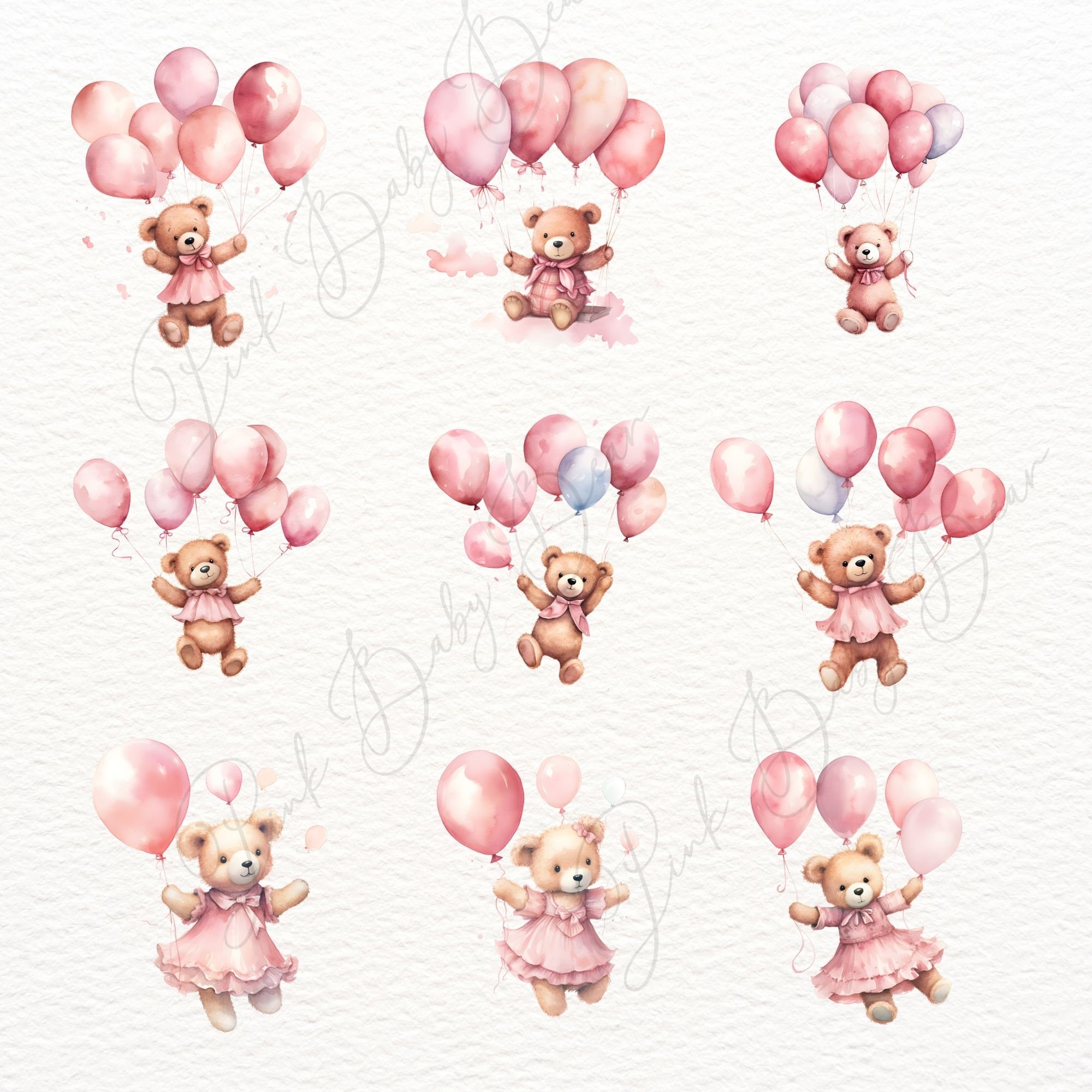 Pink Bear Clipart: Baby Shower Balloon PNG (digital Download) - Etsy