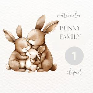 Bunny Family Watercolour Clipart | Digital Download | Commercial Use | Bunny Png | Animal Clipart | Watercolour Rabbit Clipart | Forest Png